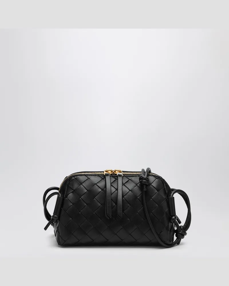 Bottega Veneta Dunkelbraune Pochette-Tasche Concert mit Flechtmuster Black