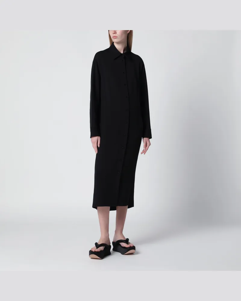 Balenciaga Schwarzes Hemdblusenkleid aus Wolle und Seide Black