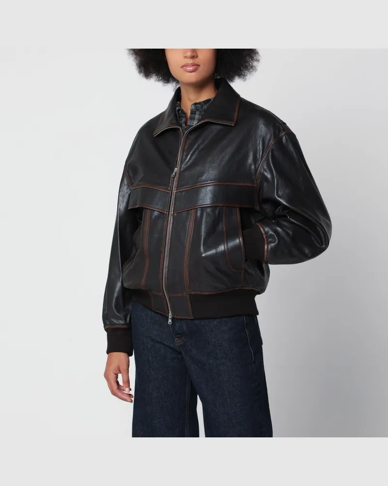 Dunst Dunkelbrauner Blouson aus Leder Brown