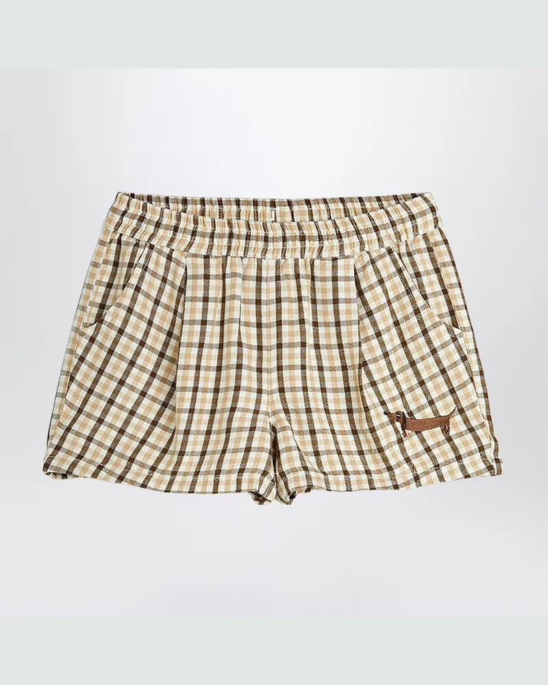 Mini Rodini Beigefarbene Shorts mit Karomuster Beige