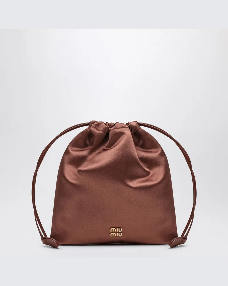 Miu Miu Kakaofarbenes Satinbeutel Brown