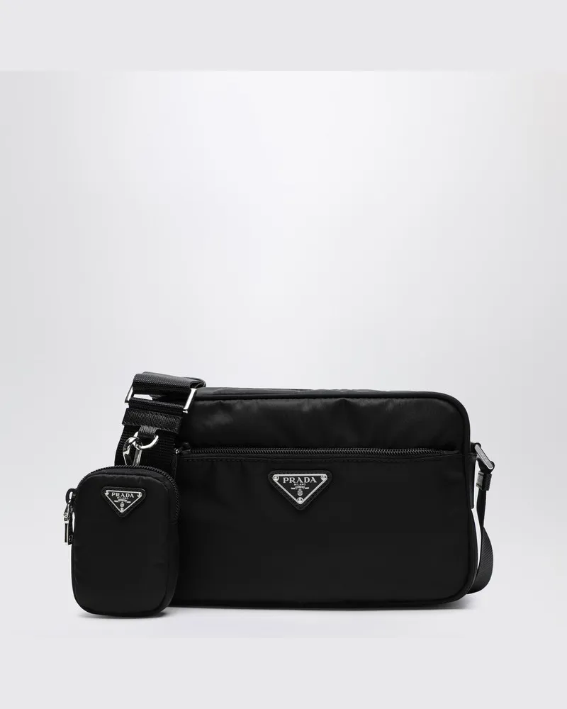 Prada Schwarze Umhängetasche aus Re-Nylon Schwarz