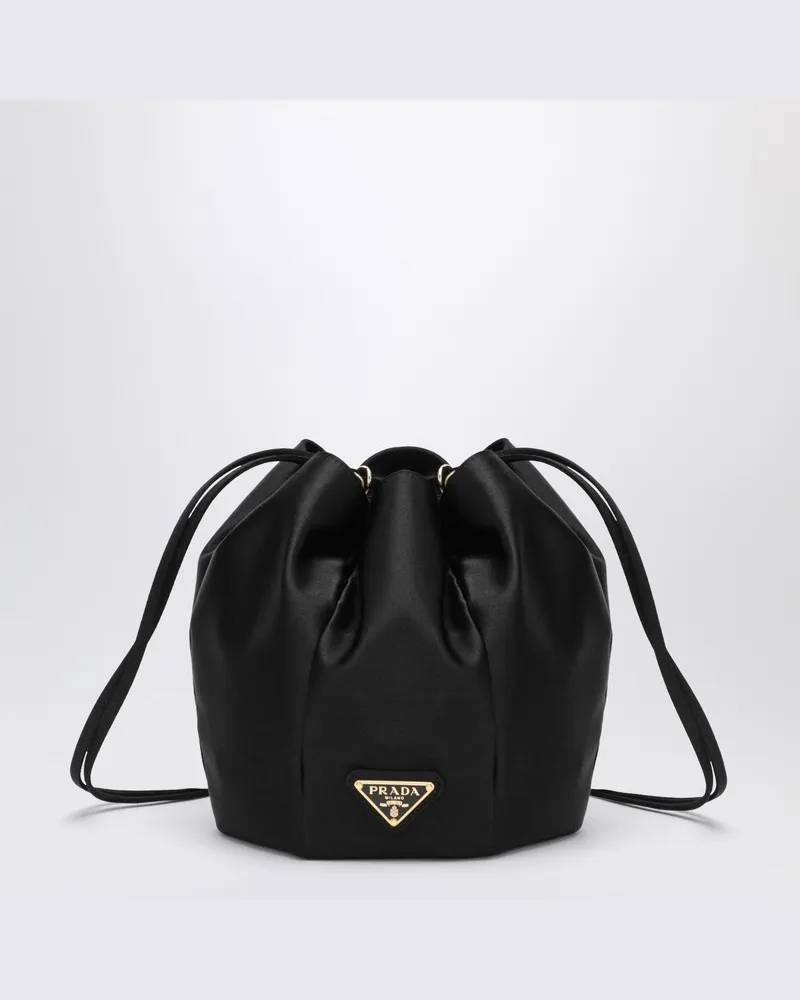 Prada Mini-Bucket-Bag aus schwarzem Satin Schwarz