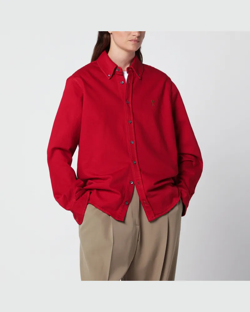 AMI Paris Rubinrotes Baumwollhemd von Ami de Caur Red