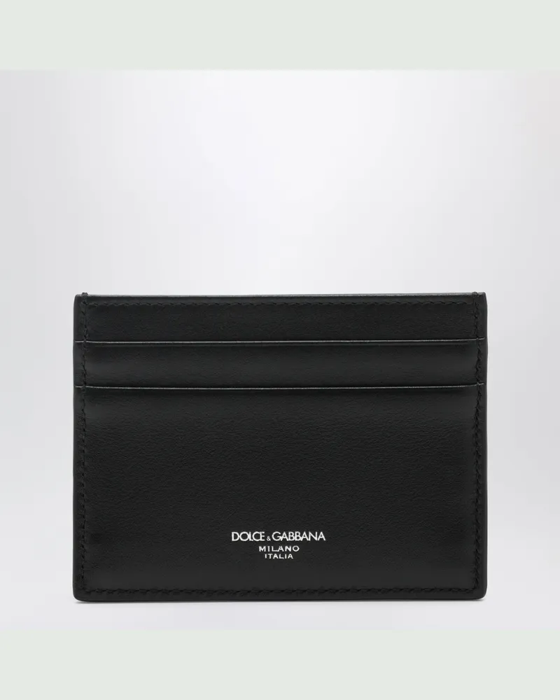 Dolce & Gabbana Kartenetui aus Kalbsleder mit Flechtmuster, schwarz Black