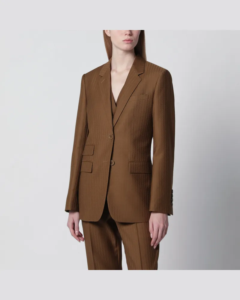 Burberry Slim Blazer aus Wolle und Mohair in Braun Brown