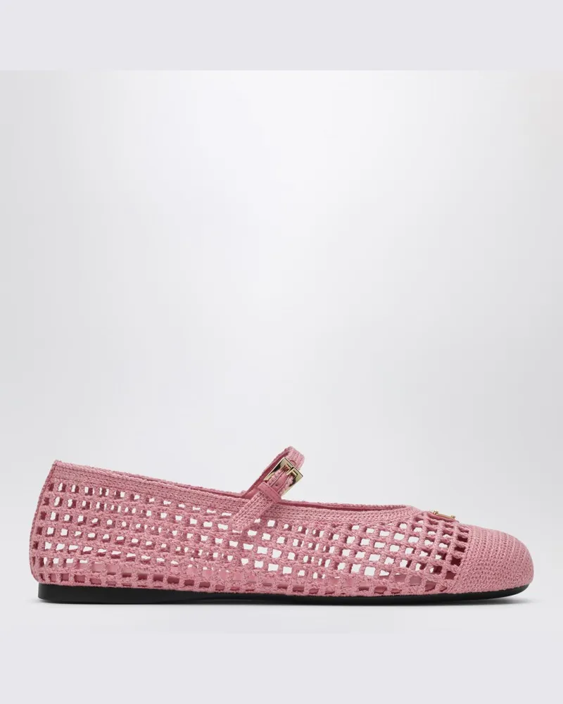 Prada Ballerinas in Begonienfarbe aus Crochet-Strick Rosa