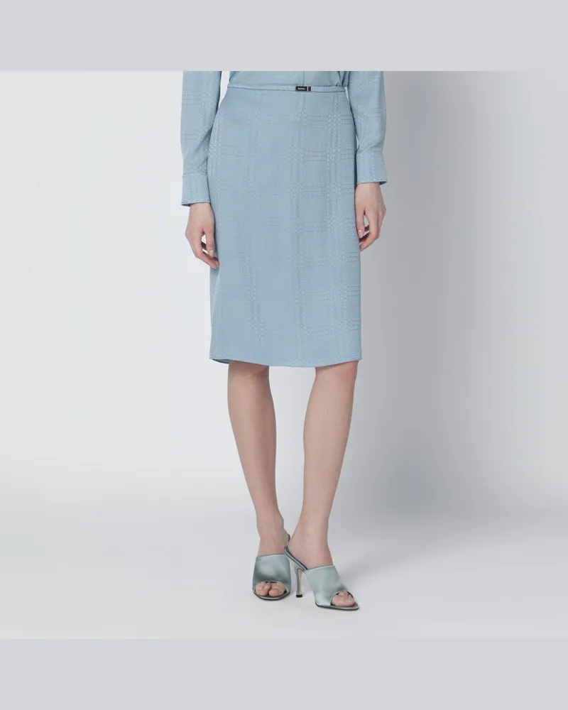 Gucci Hellblauer Seidenjacquard-Rock mit GG-Interlock-Motiv 