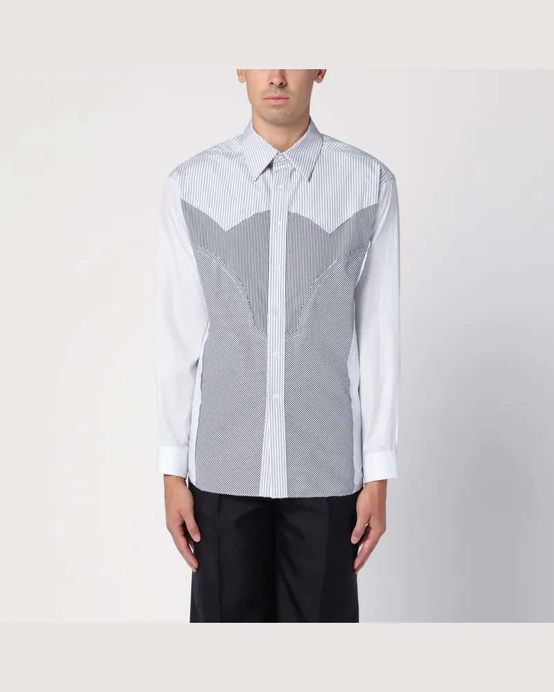 Maison Margiela Gestreiftes Hemd mit Patchwork-Verarbeitung Weiß