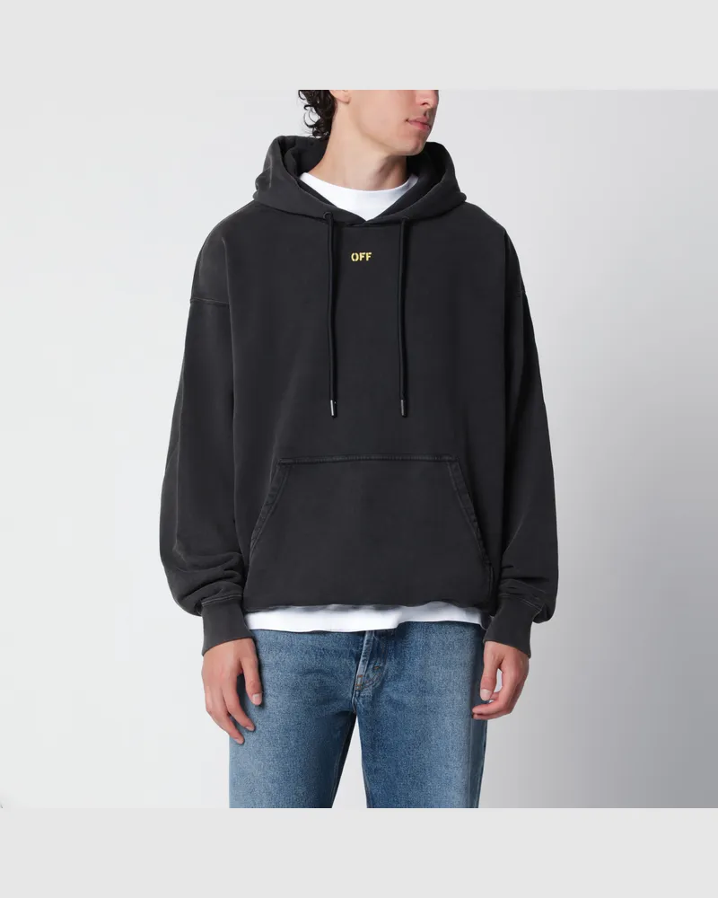 OFF-WHITE Verwaschener schwarzer Hoodie mit OFF-Logo Black