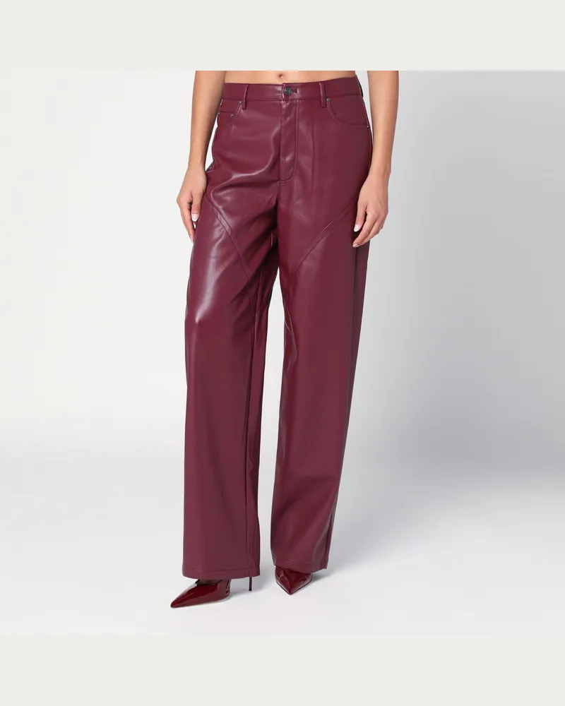 ROTATE Birger Christensen Bordeauxfarbene Hose aus Kunstleder Burgundy