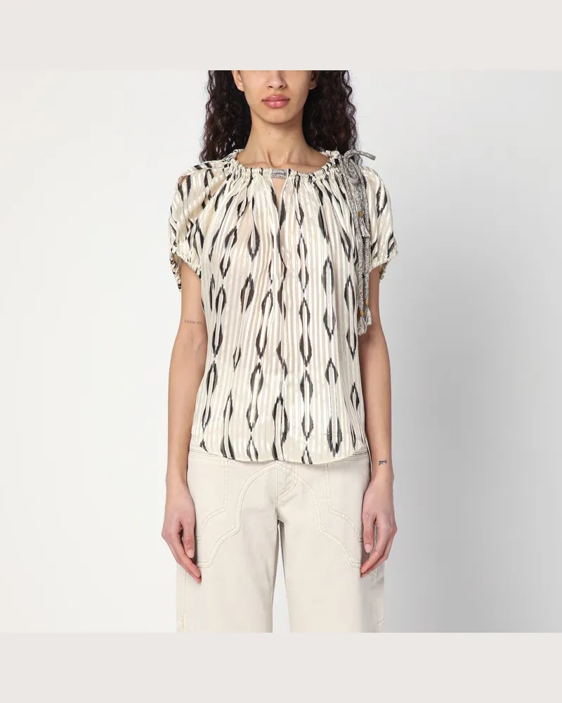 Isabel Marant Bluse in Ecru/Schwarz aus Seide Mehrfarbig