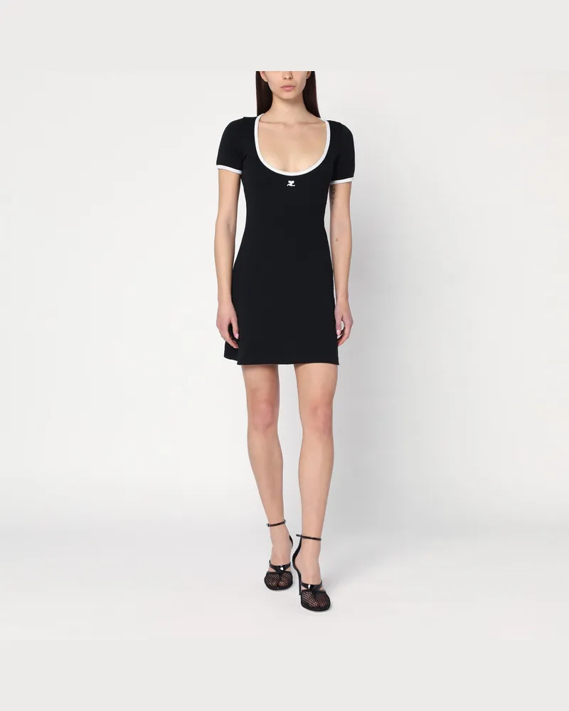 Courrèges Schwarz/weißes Minikleid aus Baumwolle 