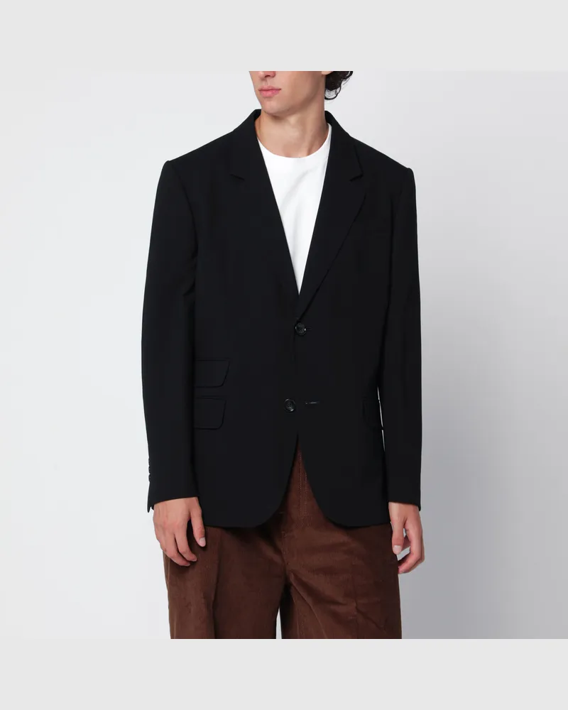 AMI Paris Schwarzer, gerader Wollblazer Black