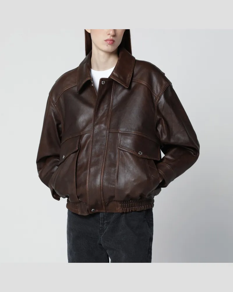 Dunst Braune Leder-Bomberjacke Braun