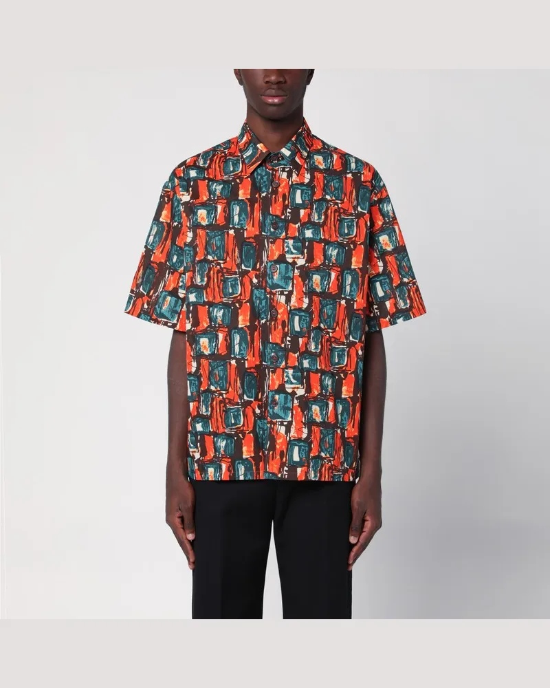 Prada Hemd mit mehrfarbigem Baumwolldruck Orange