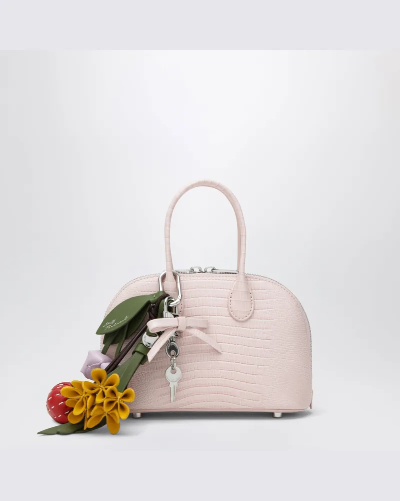 Self-Portrait Mini-Bowlingtasche aus geprägtem Leder in Rosa Pink