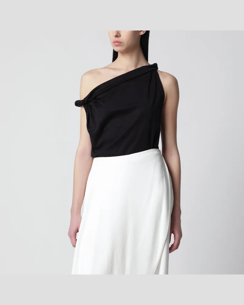 Róhe Schwarzes asymmetrisches Top aus Baumwoll- und Seidenmischung Black