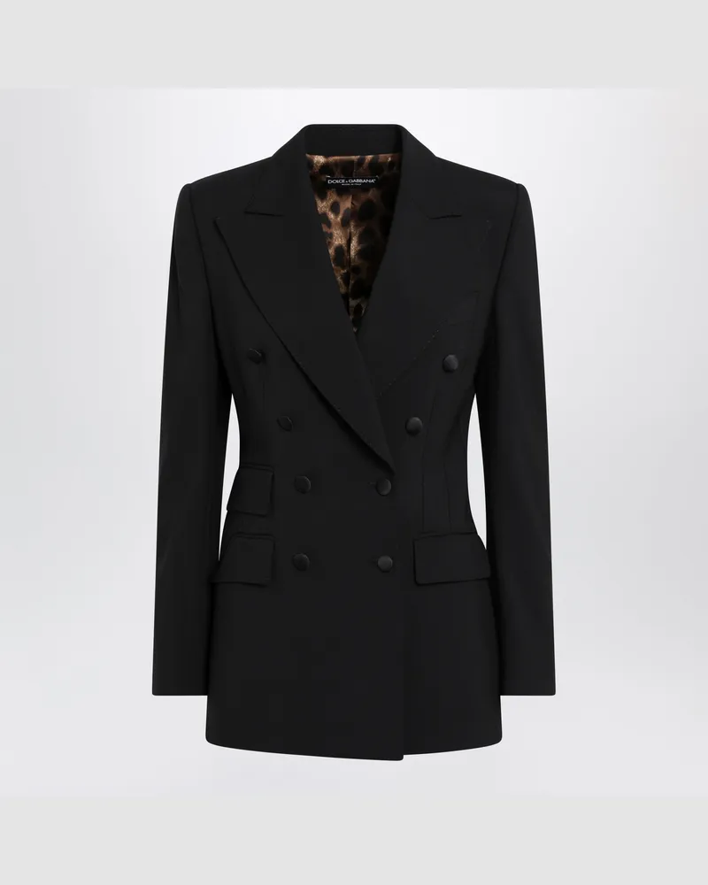 Dolce & Gabbana Doppelreihiger Blazer aus Schurwolle in Schwarz Black