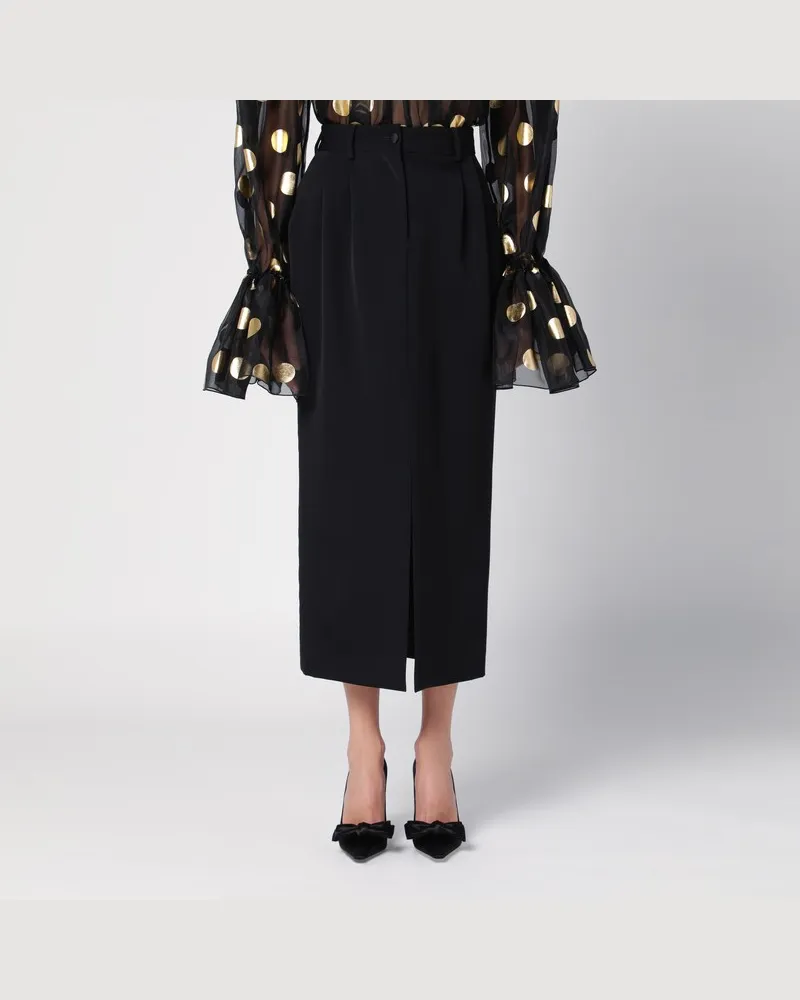 Dolce & Gabbana Schwarzer Bleistiftrock aus Wollgabardine Schwarz