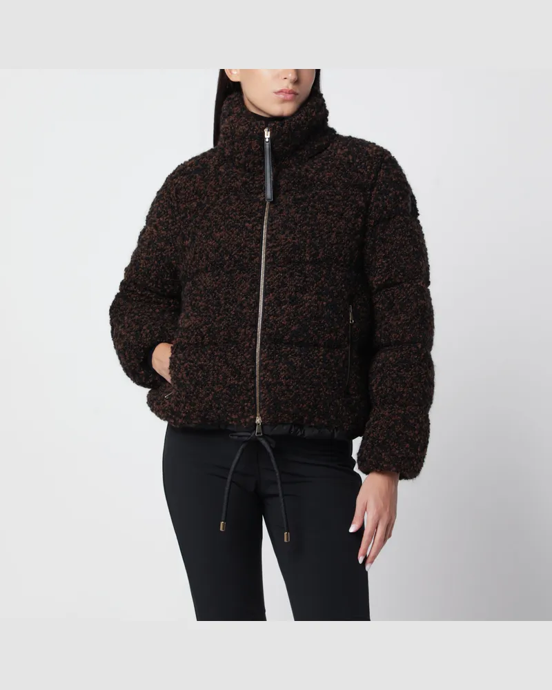 Moncler Braun/schwarze Jacke aus Bouclé-Gewebe Brown