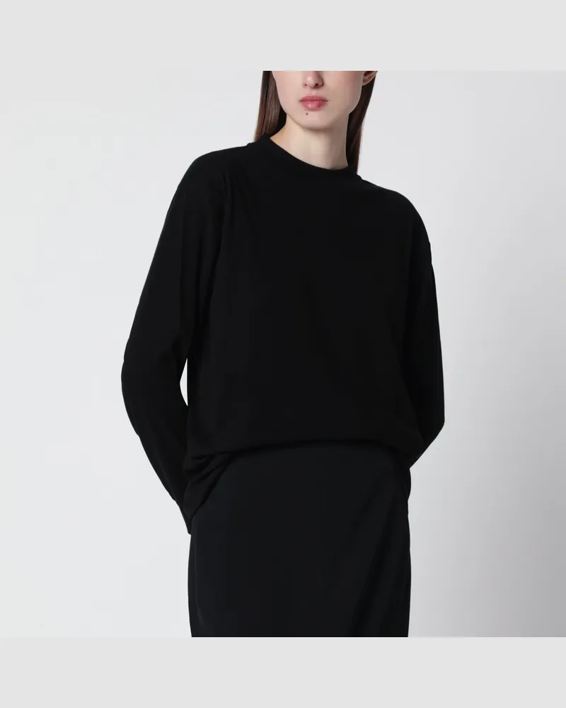 The Row Schwarzer Rundhalspullover aus Baumwolle Black