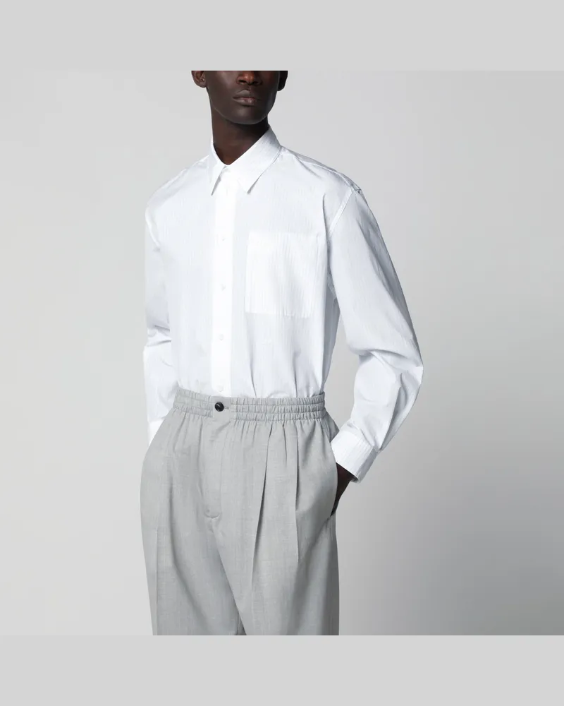 Bottega Veneta Weißes fein gestreiftes Baumwollhemd White