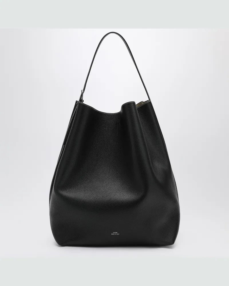 Totême Schwarze Tragetasche aus granatfarbenem Leder Black