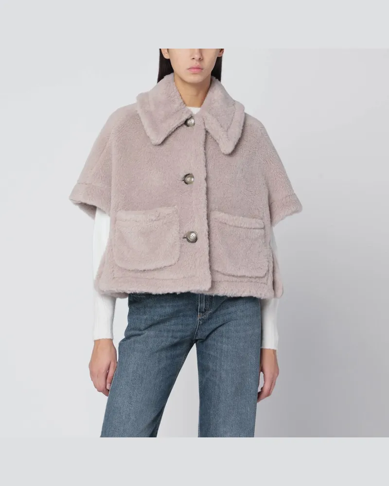 Max Mara Sandfarbener Poncho aus Alpaka- und Wollteddy Beige