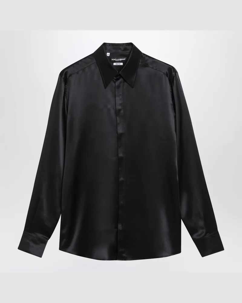 Dolce & Gabbana Hemd Martini aus Seidensatin in Schwarz Black