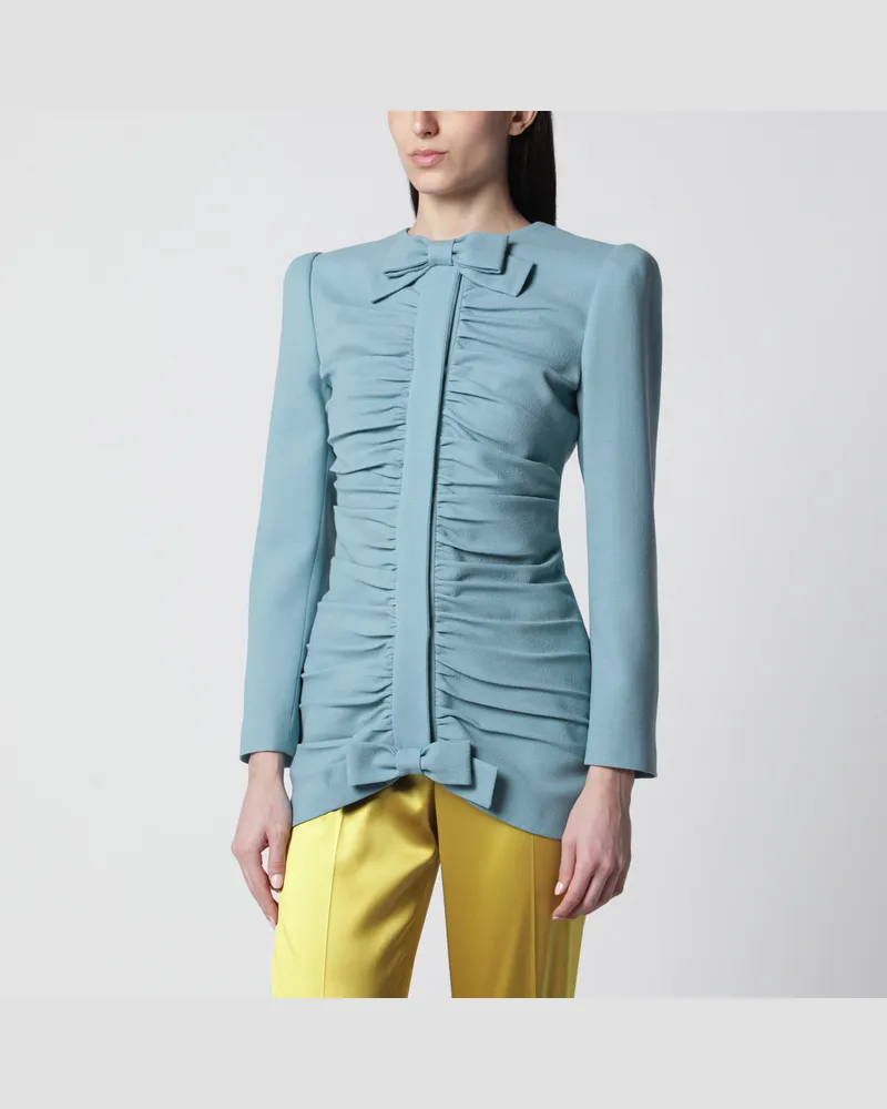 Valentino Garavani Hellblaue Jacke aus Crispy Light Wool Green
