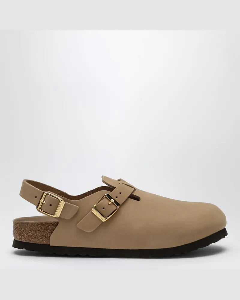 Birkenstock Sandfarbener Tokio-Pantoffel aus Wildleder Beige
