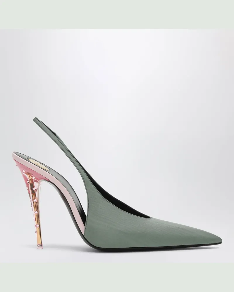 Saint Laurent Loredana Slingback-Pumps aus Stoff Green
