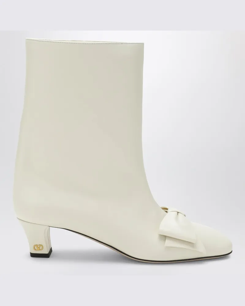 Valentino Garavani Elfenbeinfarbene Bowow Stiefeletten Weiß