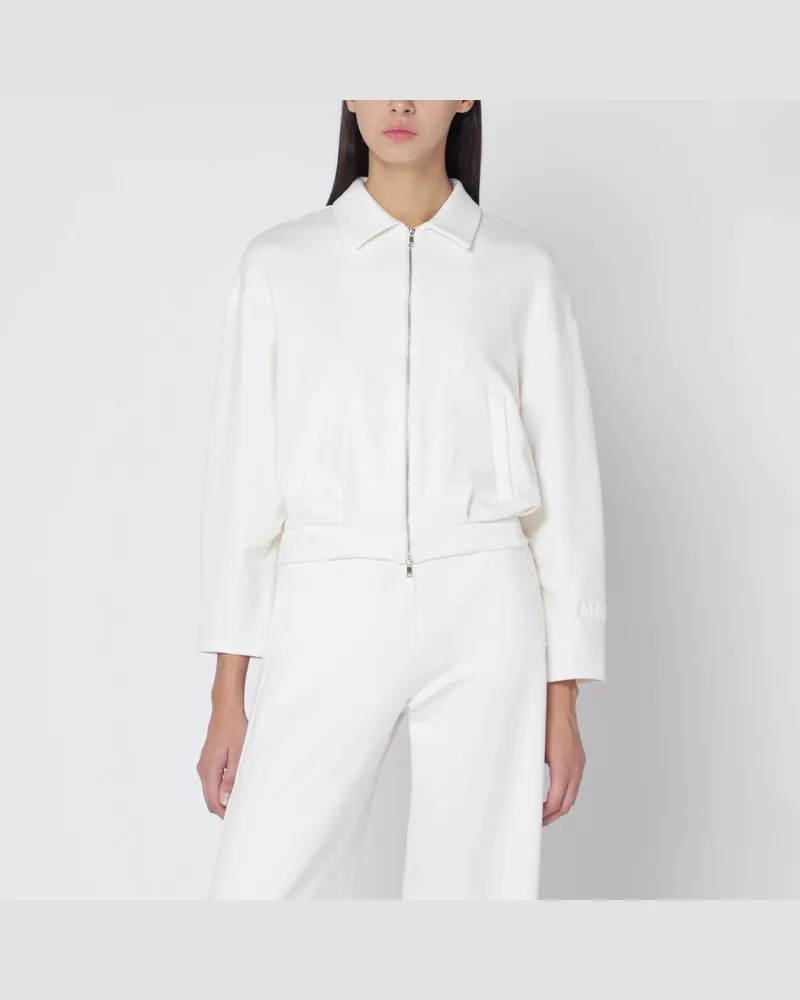 Max Mara Weiße Cropped-Sweatshirt aus Seidenmischung Weiß