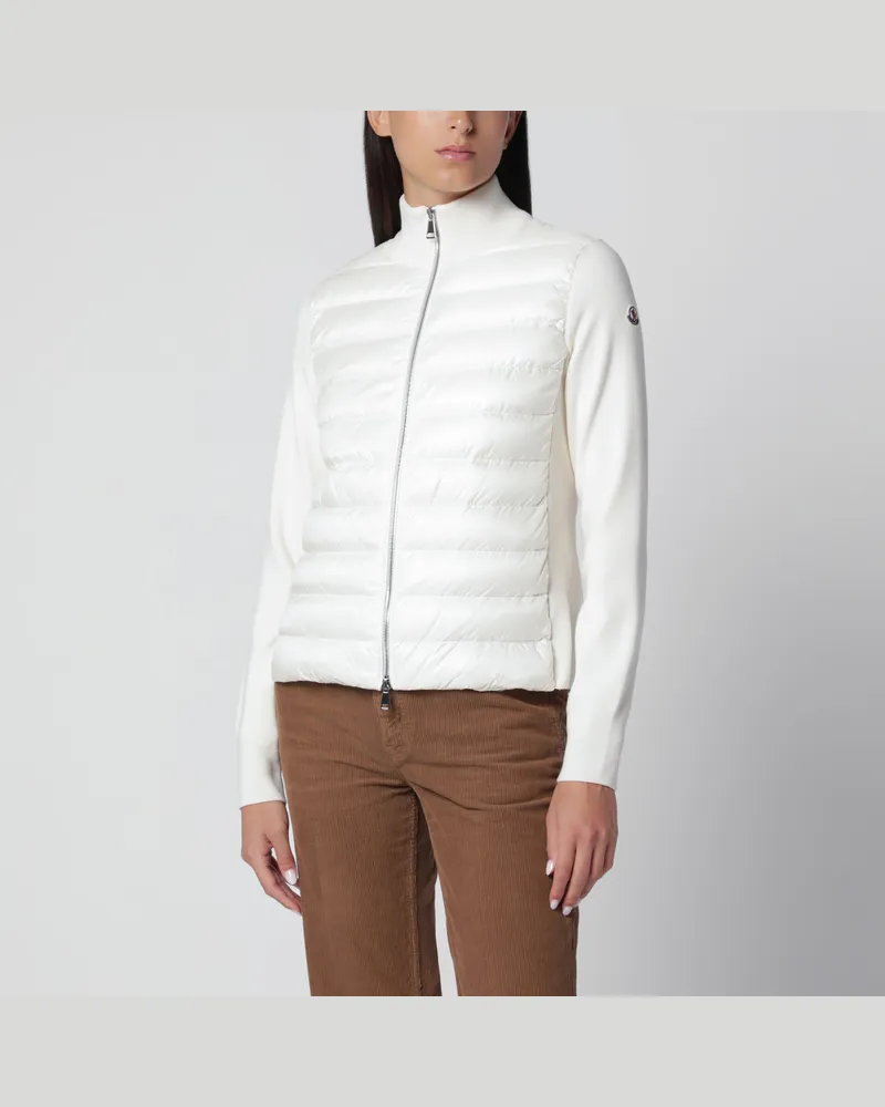 Moncler Weißer gesteppter Cardigan mit Reißverschluss White