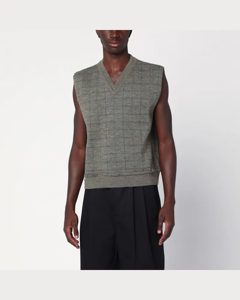 Maison Margiela Militärgrüner kariert Wollweste Grün
