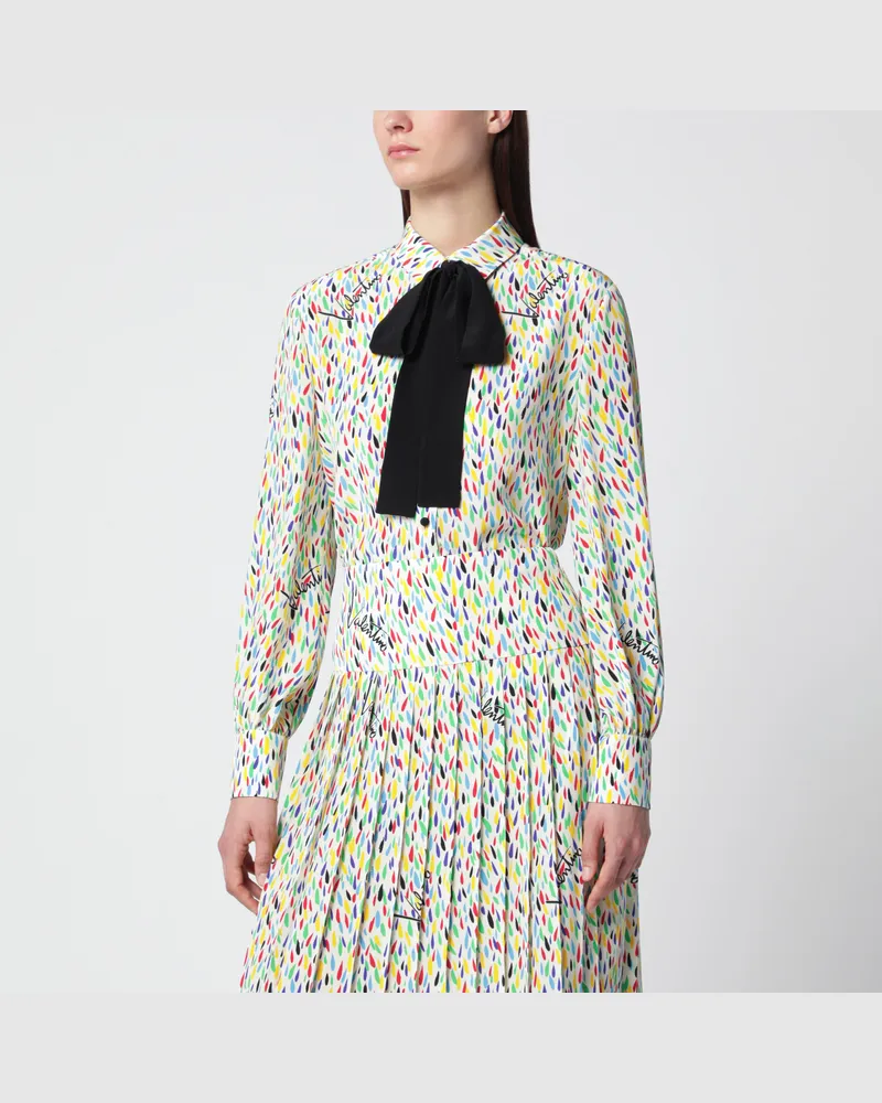 Valentino Garavani Mehrfarbige Seidenbluse mit Lavallière Multicolor