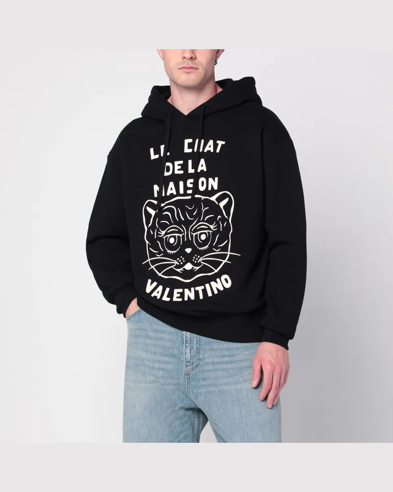 Valentino Garavani Schwarzes Sweatshirt mit Le Chat de la Maison-Patch Schwarz