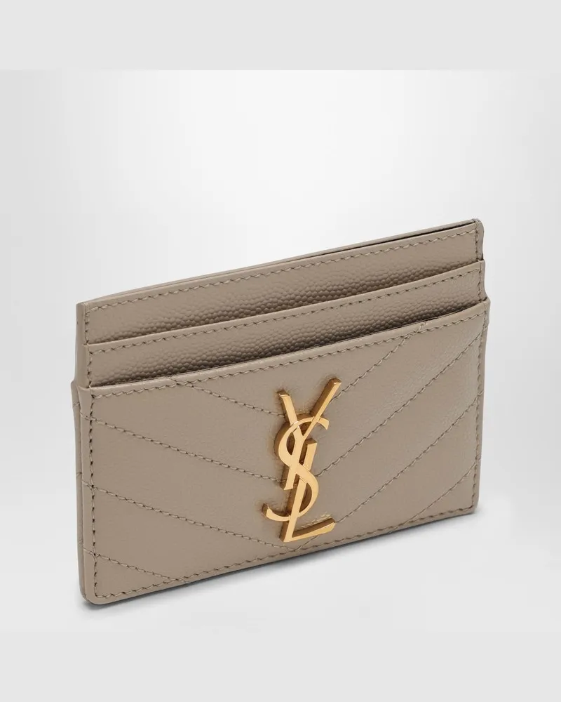 Saint Laurent Beige Monogramm-Kreditkartenhalter 
