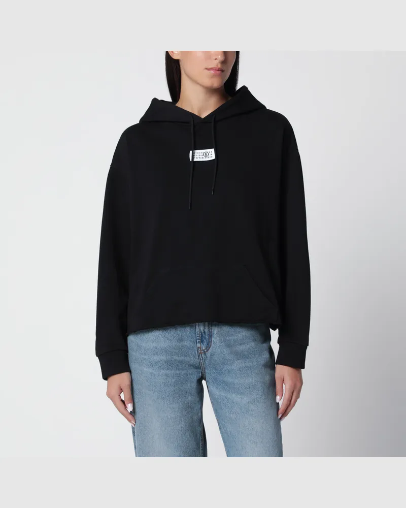 Maison Margiela Schwarzer Hoodie mit Patch Numeric Logo Black