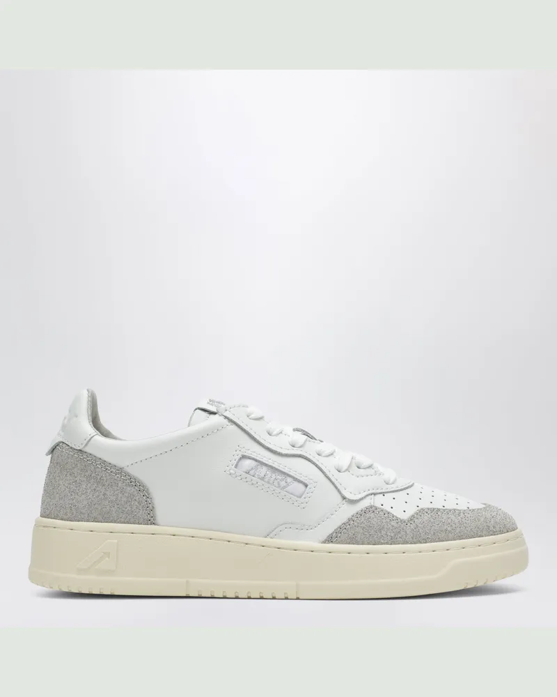 AUTRY Medalist Low Sneaker aus weißem Leder und Glitter-Veloursleder White