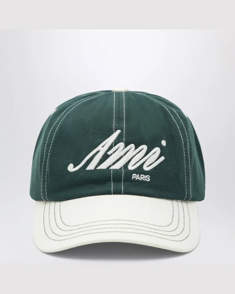 AMI Paris Signature Green Cotton Cap Green