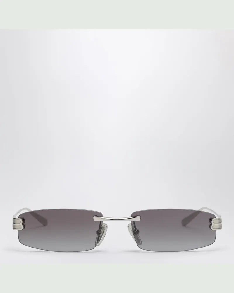 Balenciaga Gossip rechteckige Sonnenbrille Silver/Gradient Grey Grey