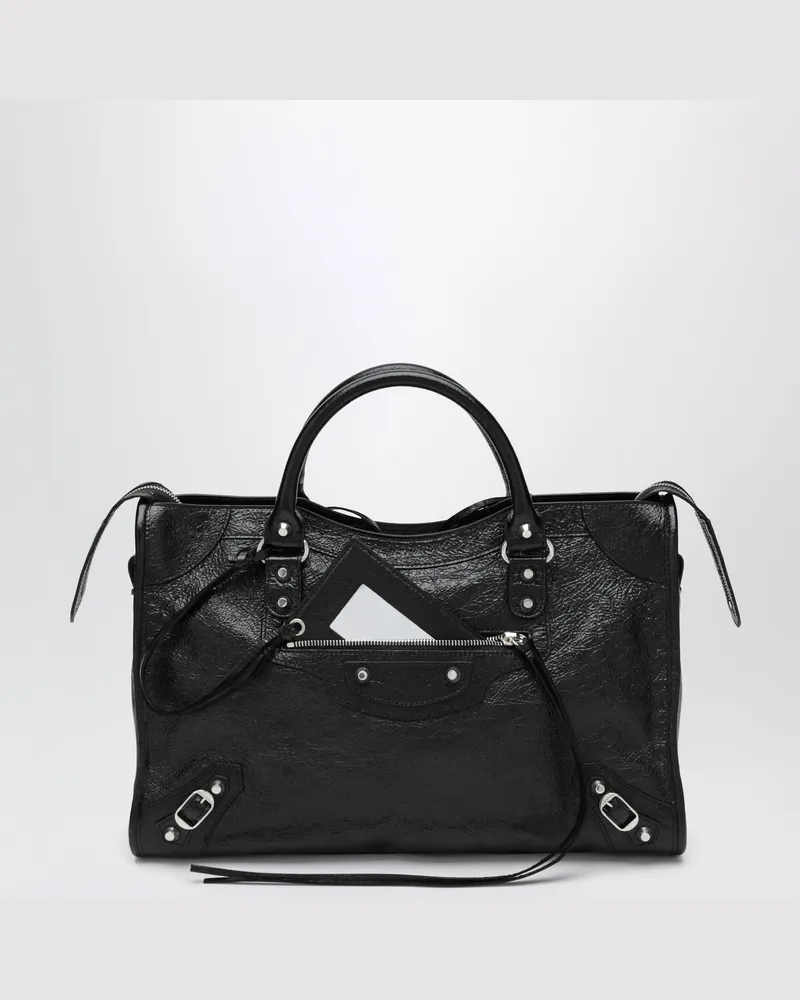 Balenciaga Le City Media Tasche aus Arena-Lammleder in Schwarz Black