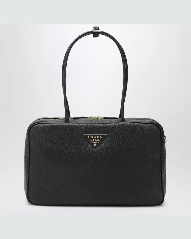 Prada Große Duffle-Bag aus schwarzem Leder Black