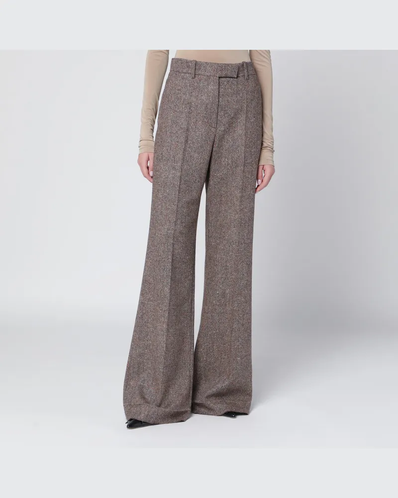 Valentino Garavani Elfenbein-/braun gemusterte Wollhose Print