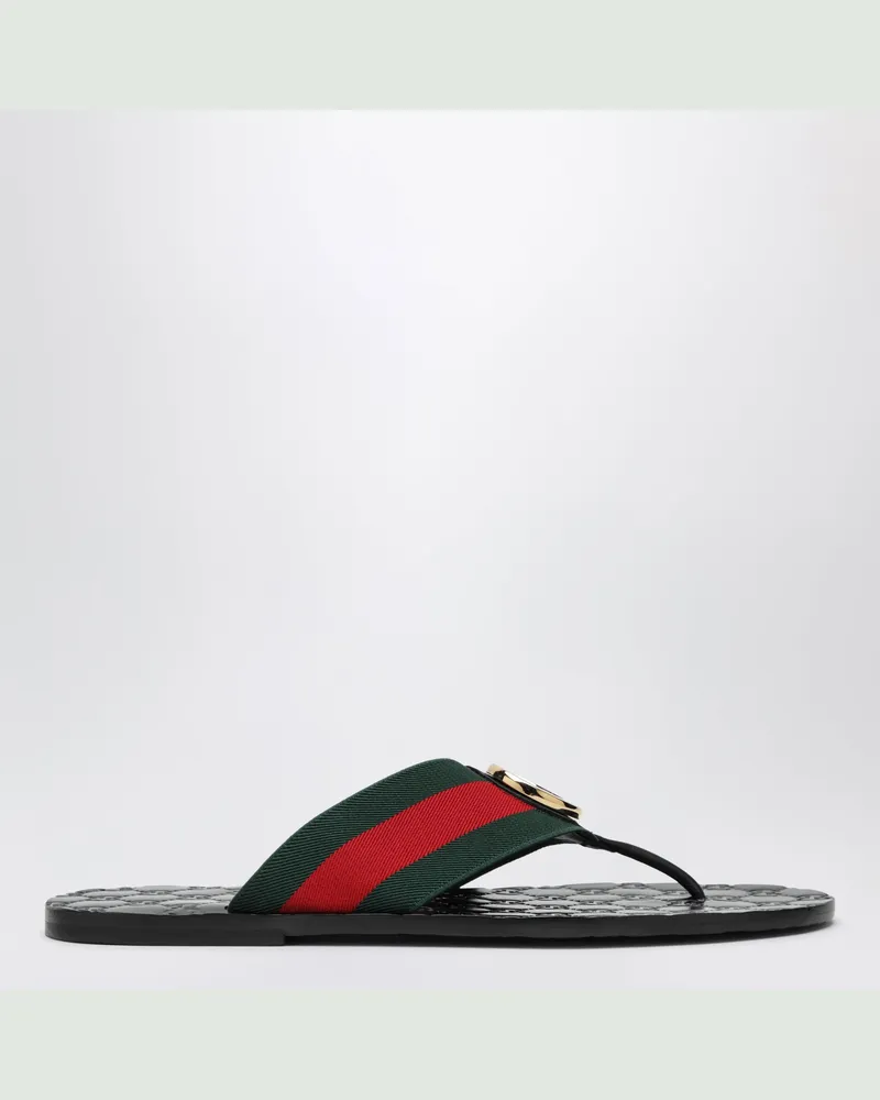 Gucci Schwarze Riviera-Flip-Flops mit GG-Logo Black