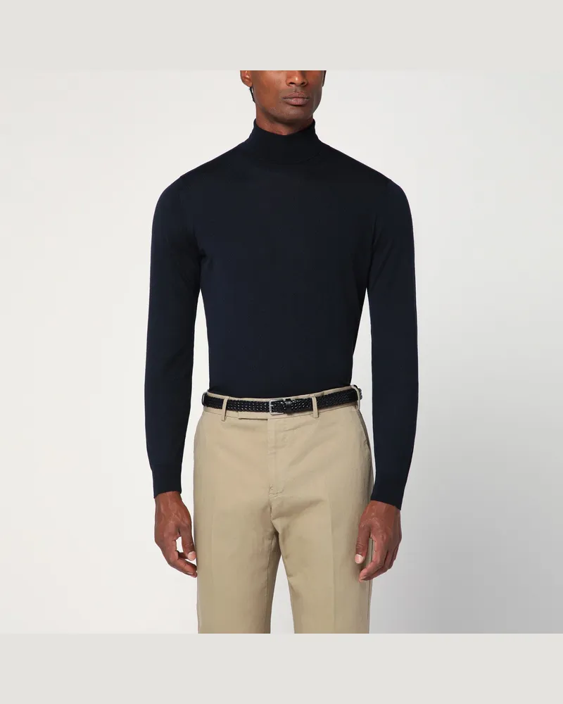 Drumohr  Blauer Rollkragenpullover aus Wolle 