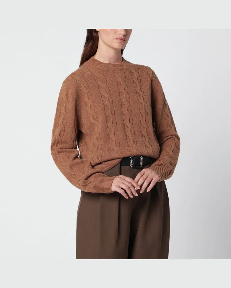 AMI Paris Kamelfarbener Merinowollpullover Beige